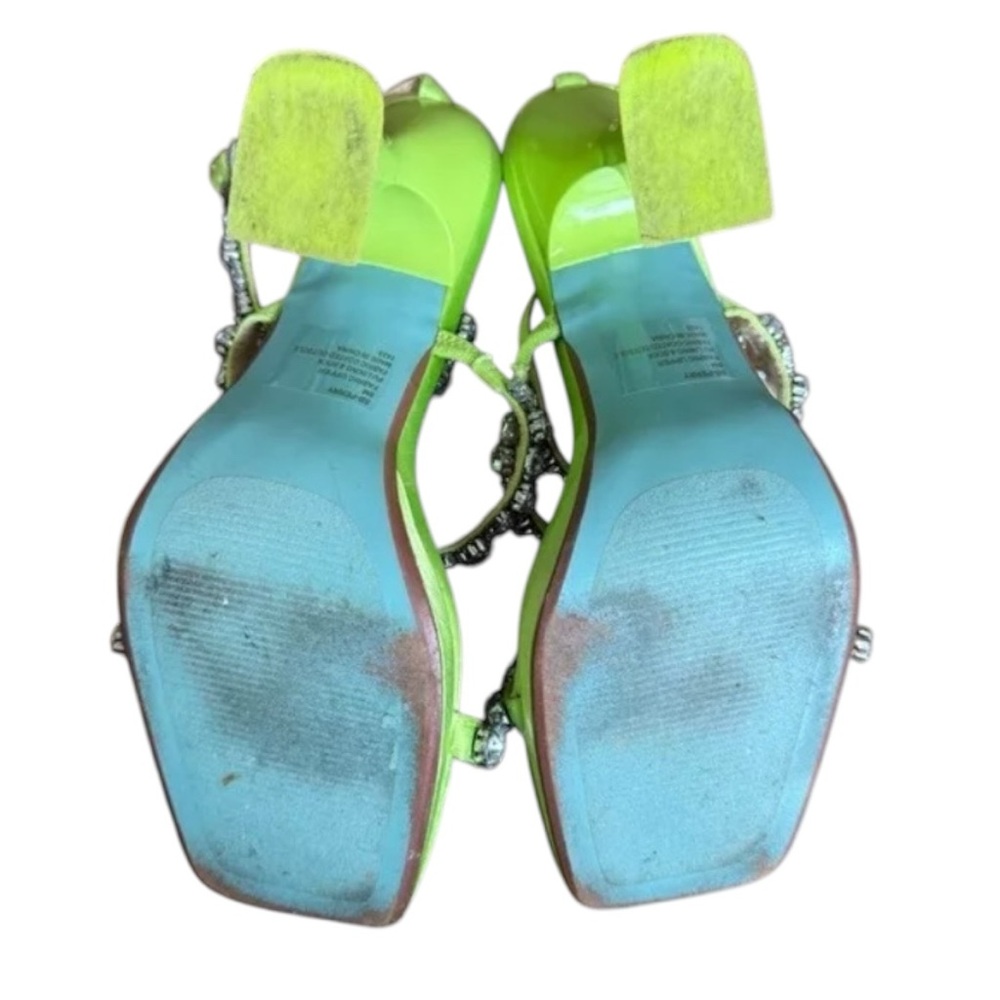 BETSEY JOHNSON SB-PERRY Ankle-Strap Jeweled Glam Green Heels Dress Sandals Sz 8 - Picture 9 of 9
